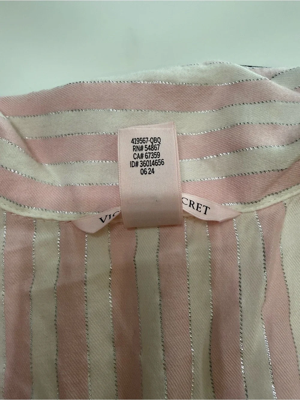 Victoria's Secret Pink Striped Pajama Set with Black Trim Size Medium